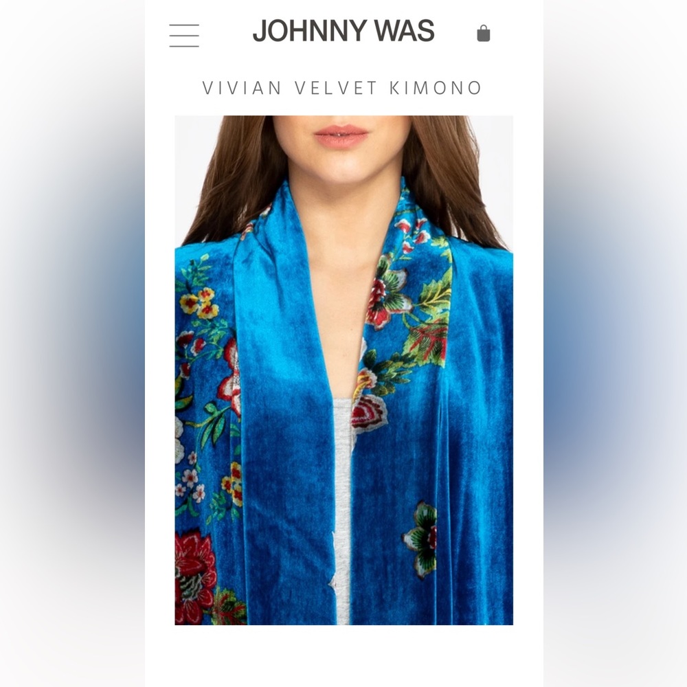 JOHNNY WAS Vivian Velvet Kimono. 1X
